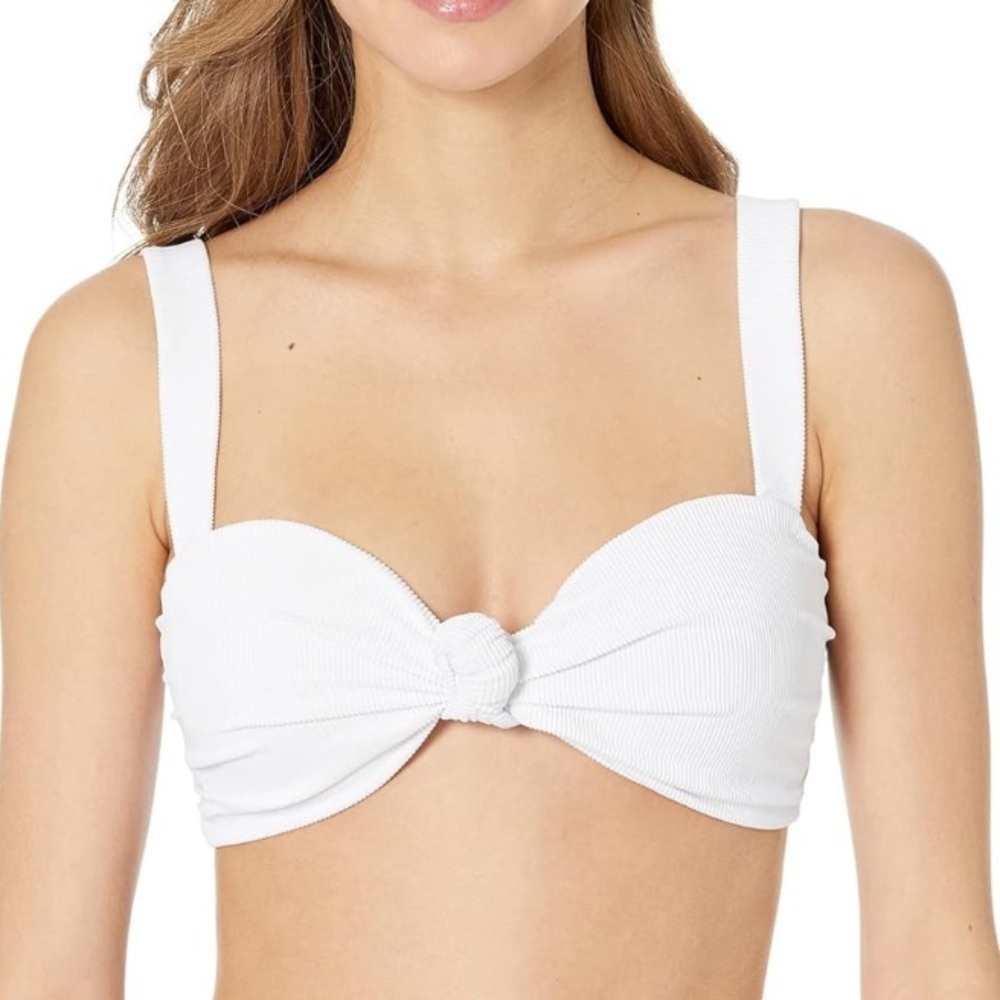 New! Beach Riot Sophie white ribbed Knotted Bikini top *flaw* 1466